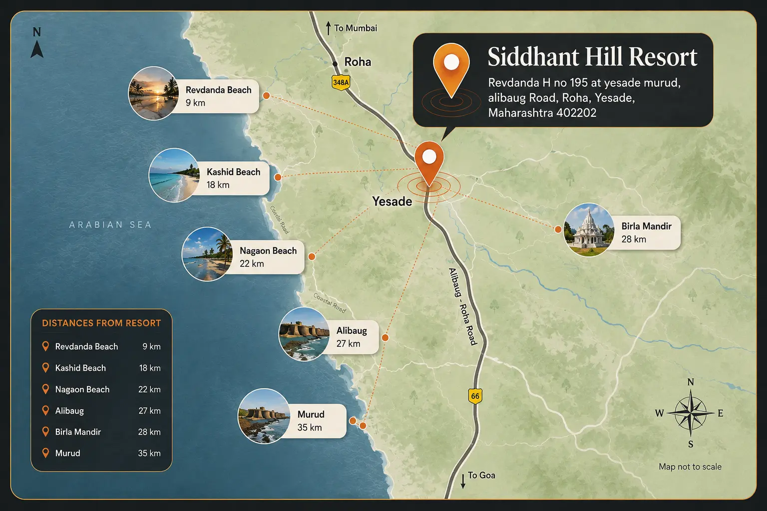 Location map of Siddhant Hill Resort near Alibaug